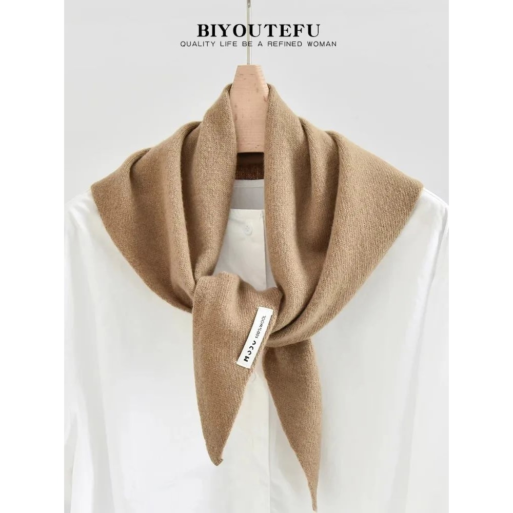 Australian Wool Knitted Triangle Scarf Womens Warm Autumn Winter Neck Shawl 8