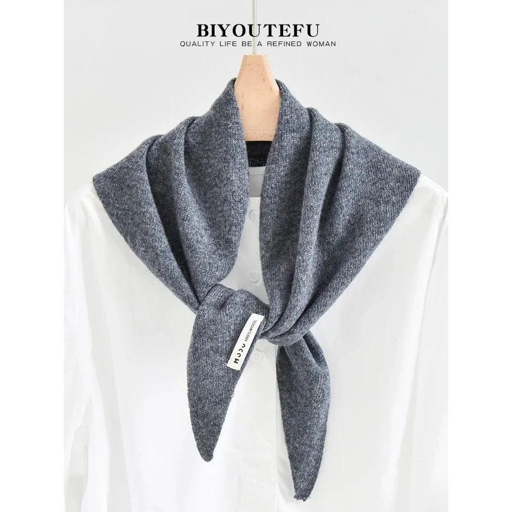 Australian Wool Knitted Triangle Scarf Womens Warm Autumn Winter Neck Shawl 10