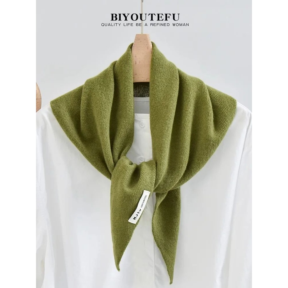 Australian Wool Knitted Triangle Scarf Womens Warm Autumn Winter Neck Shawl 15