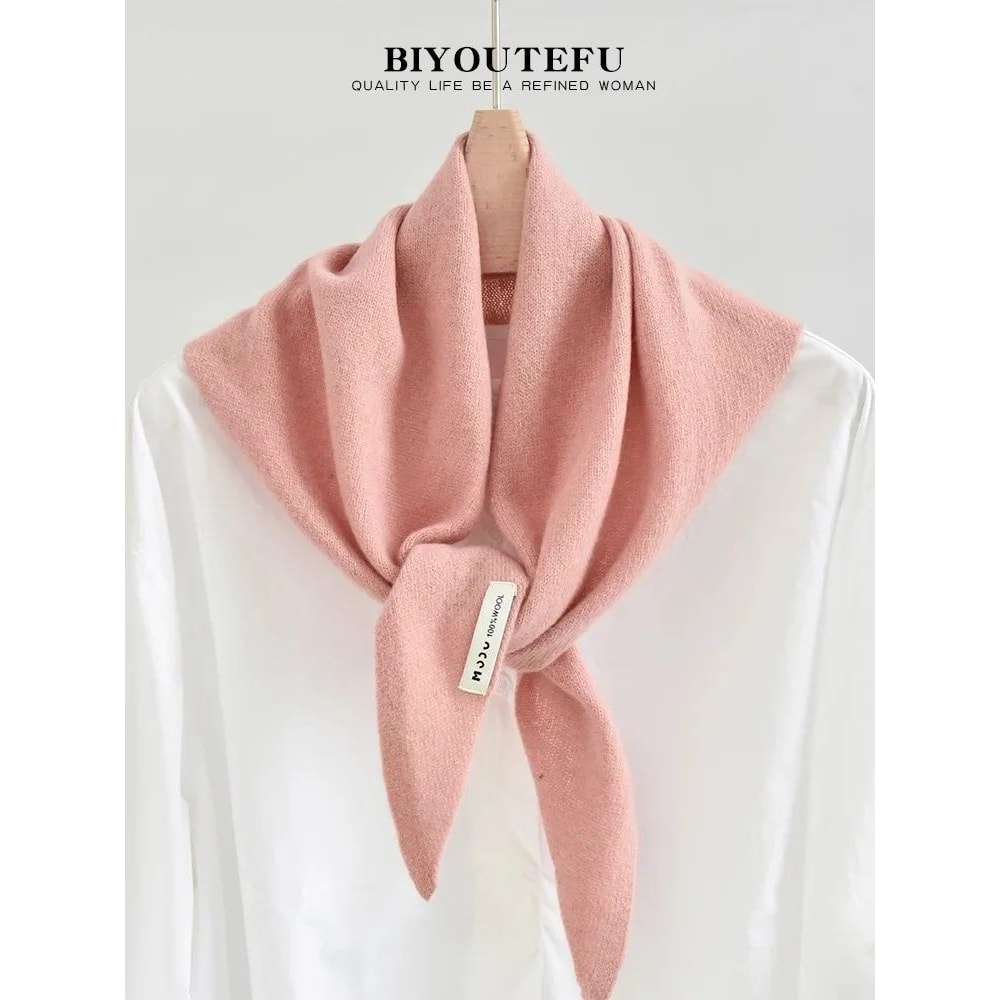 Australian Wool Knitted Triangle Scarf Womens Warm Autumn Winter Neck Shawl 17