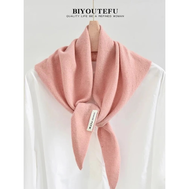 Australian Wool Knitted Triangle Scarf Womens Warm Autumn Winter Neck Shawl 17