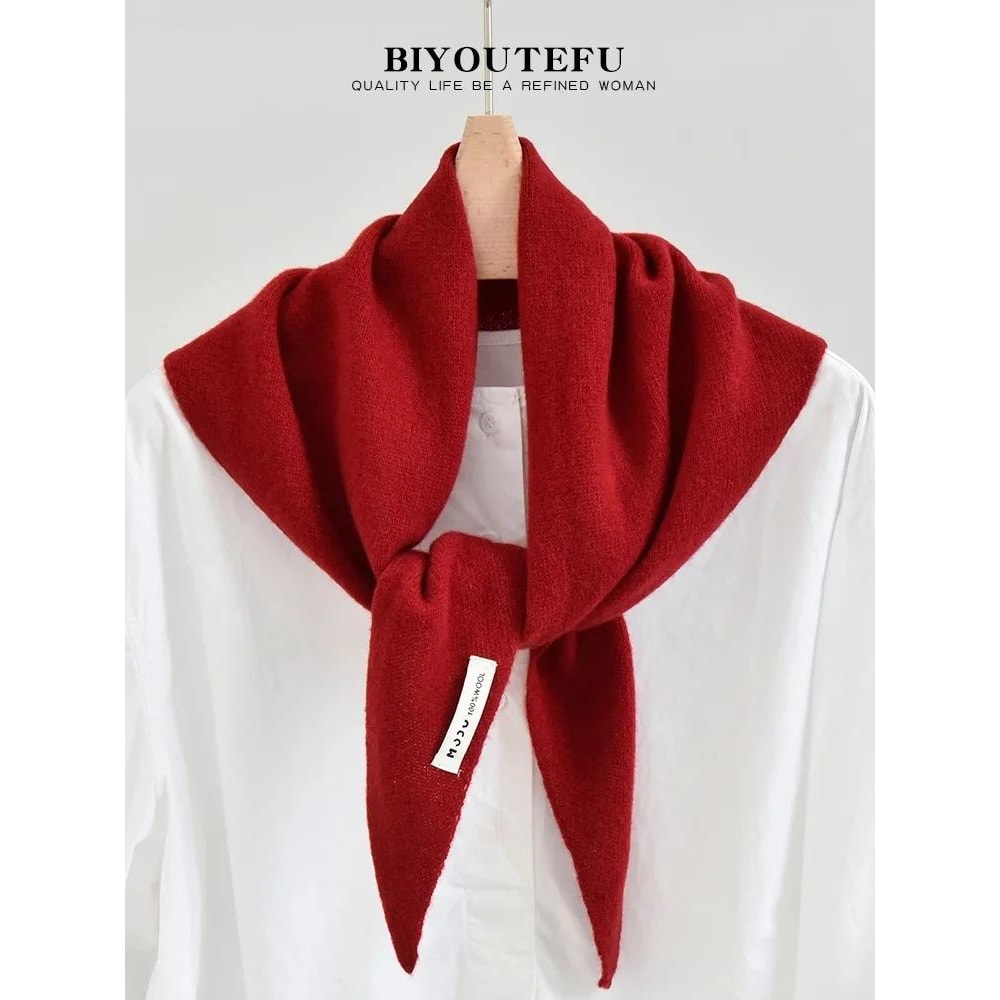 Australian Wool Knitted Triangle Scarf Womens Warm Autumn Winter Neck Shawl 19