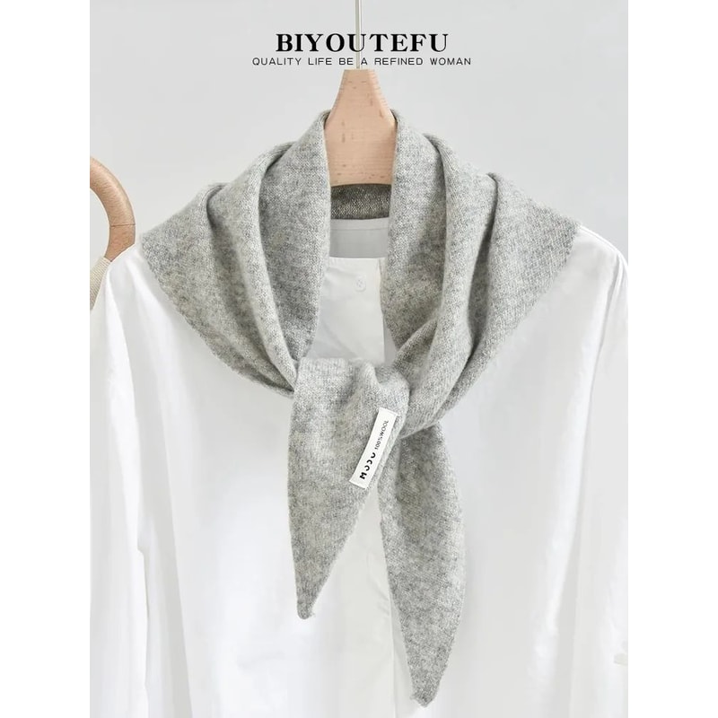 Australian Wool Knitted Triangle Scarf Womens Warm Autumn Winter Neck Shawl 14