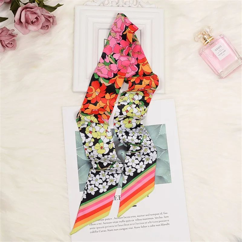 Horse Print Skinny Silk Scarf For Women Luxury Designer Bag Hair Tie Ribbon 18