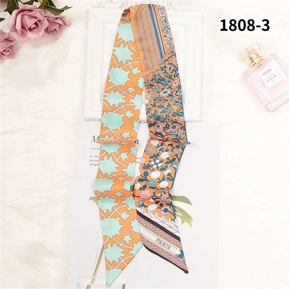 Horse Print Skinny Silk Scarf For Women Luxury Designer Bag Hair Tie Ribbon 20