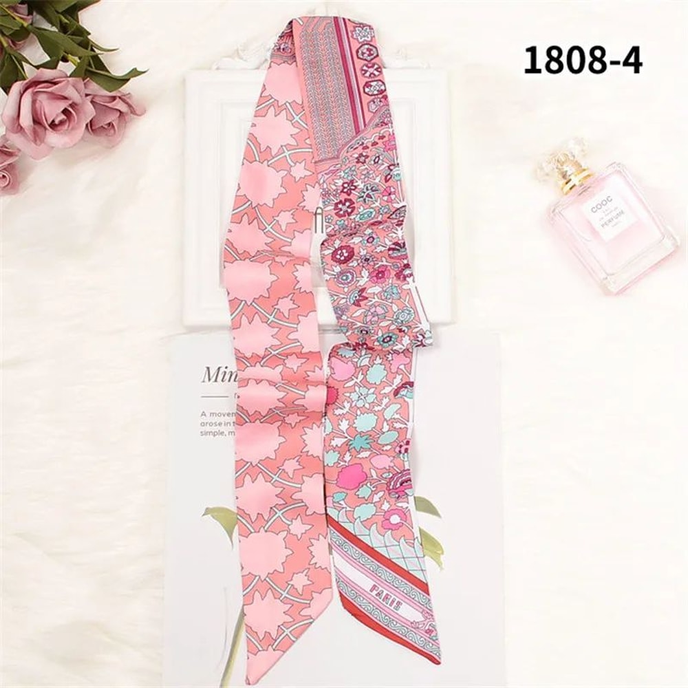 Horse Print Skinny Silk Scarf For Women Luxury Designer Bag Hair Tie Ribbon 21