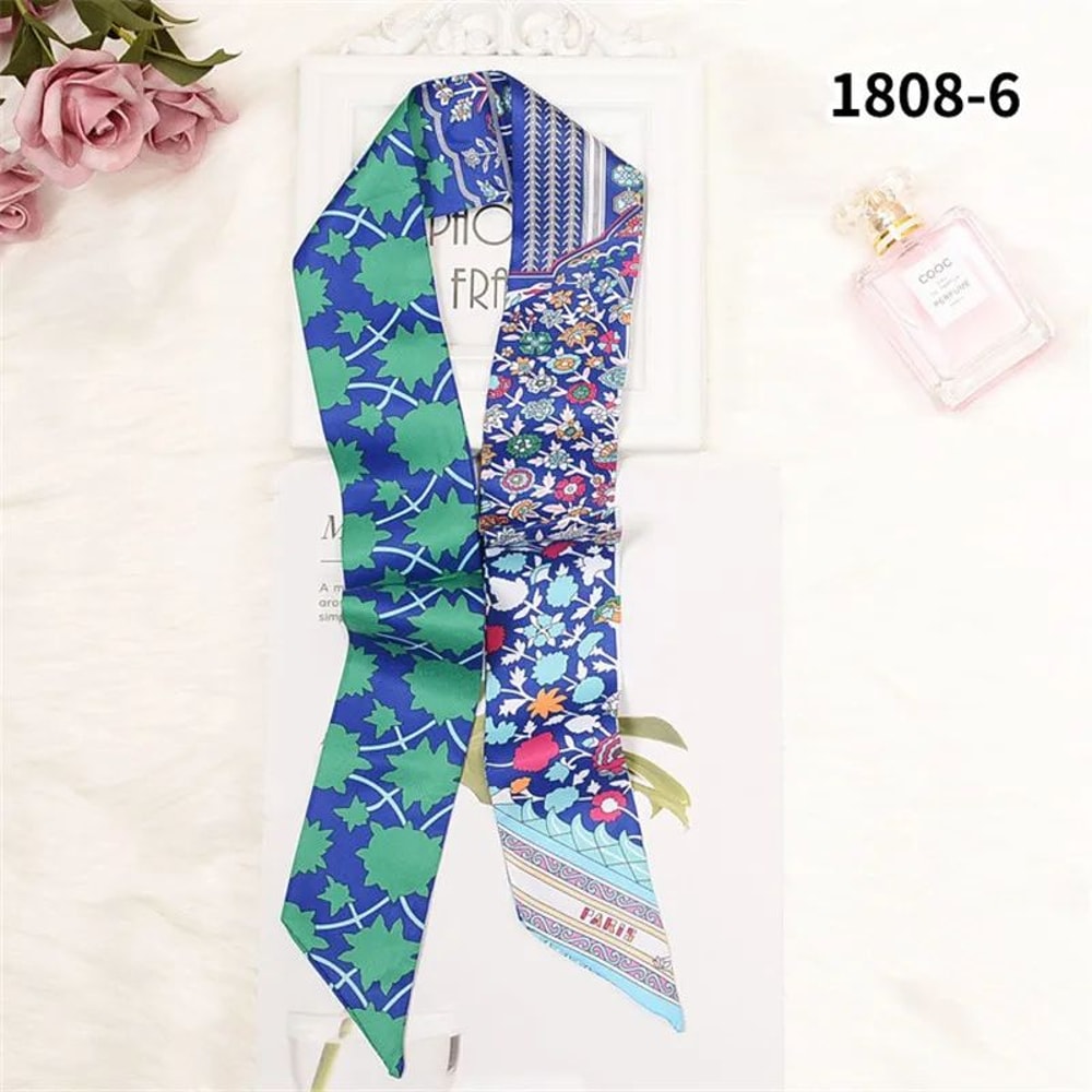 Horse Print Skinny Silk Scarf For Women Luxury Designer Bag Hair Tie Ribbon 22