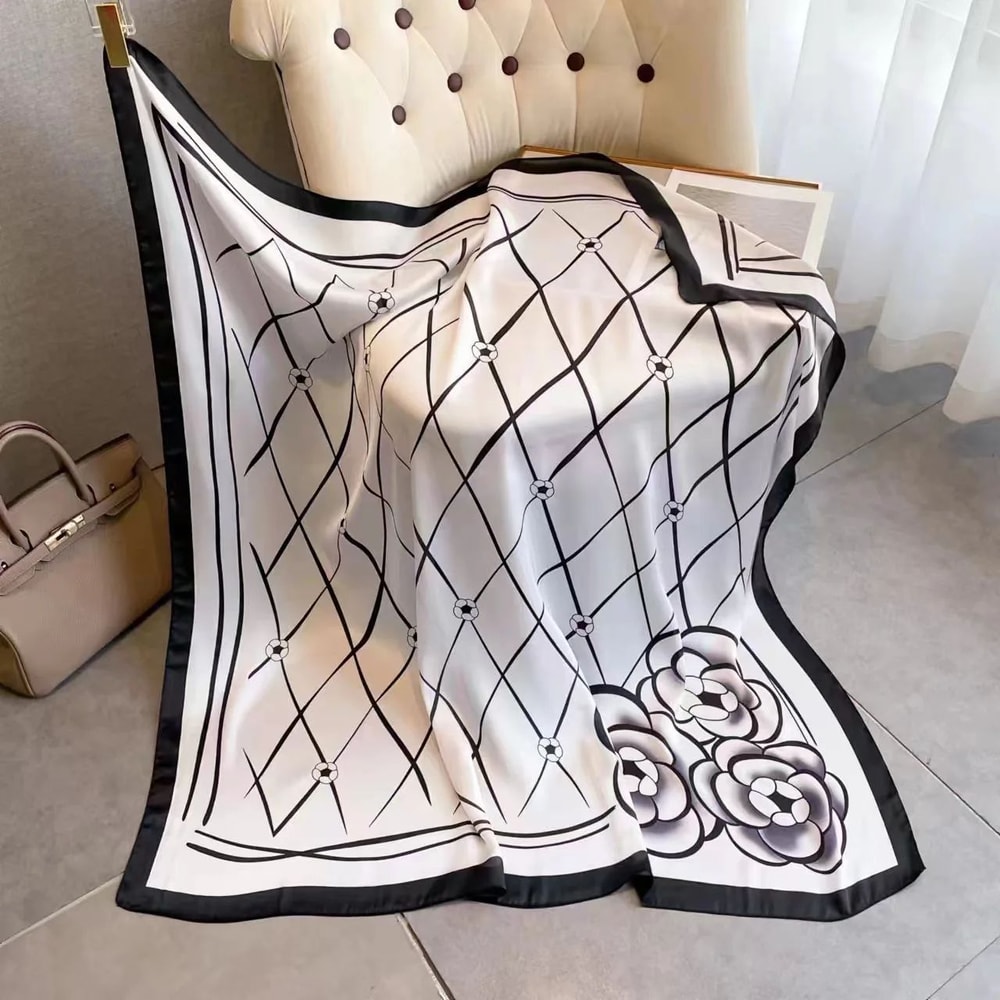 Luxury Horse Print Square Scarf For Women Vintage SilkLike Animal Shawl Head Wrap 10