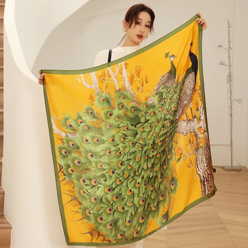 Luxury Horse Print Square Scarf For Women Vintage SilkLike Animal Shawl Head Wrap 12