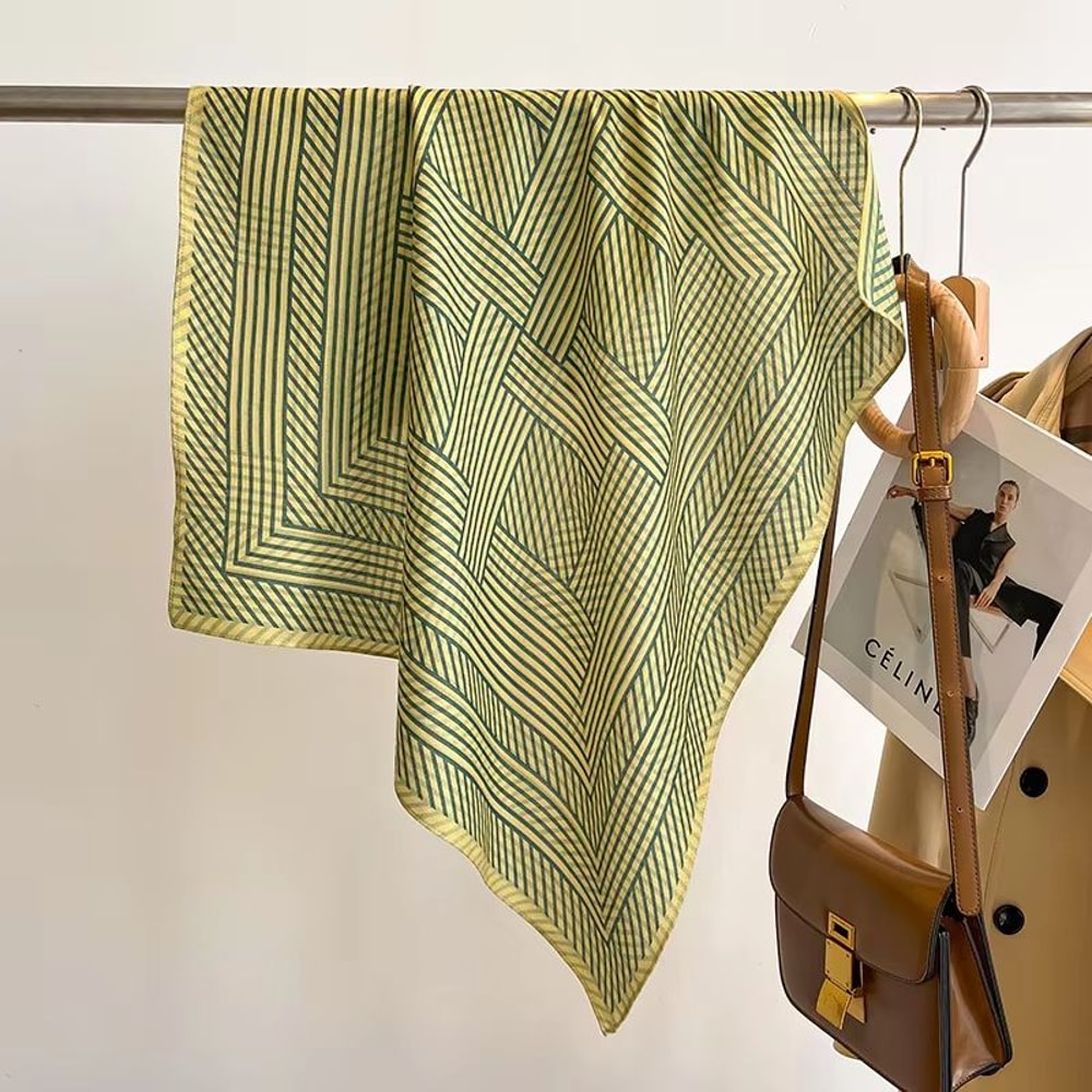 Pure Cotton Square Scarf For Women Soft Printed Neck Hair Foulard 17