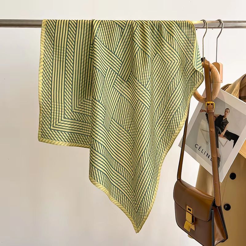 Pure Cotton Square Scarf For Women Soft Printed Neck Hair Foulard 17