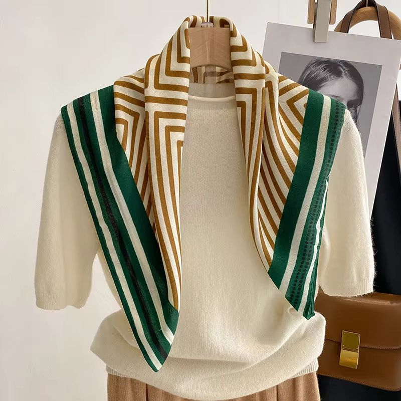 Pure Cotton Square Scarf For Women Soft Printed Neck Hair Foulard 8