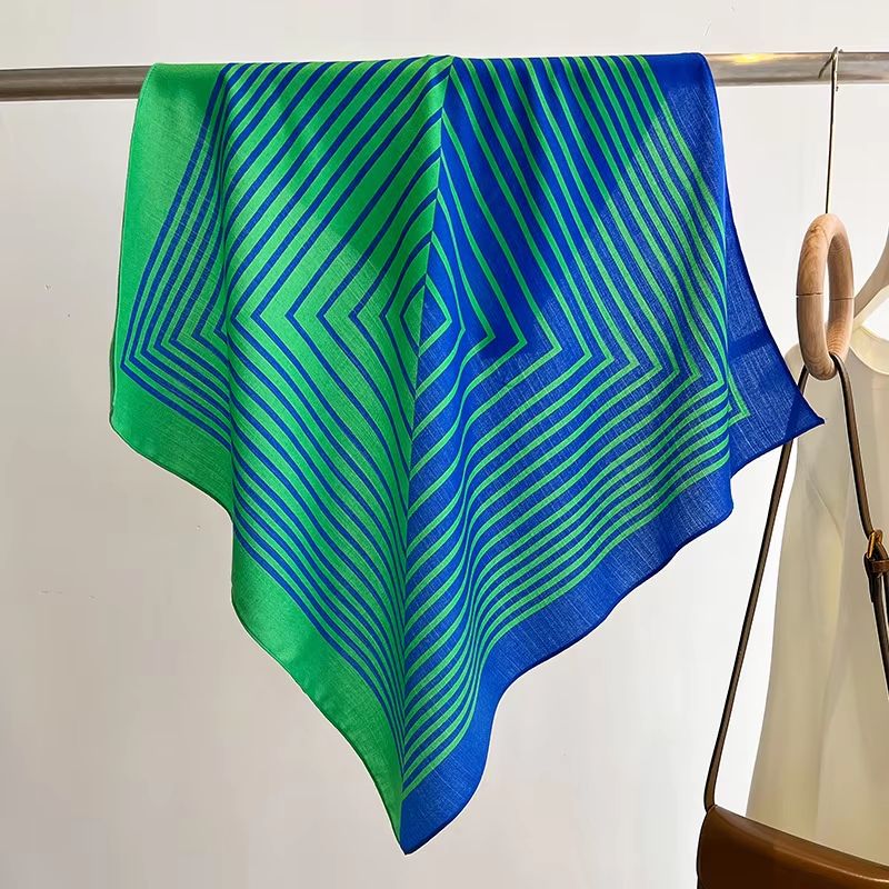 Pure Cotton Square Scarf For Women Soft Printed Neck Hair Foulard 11