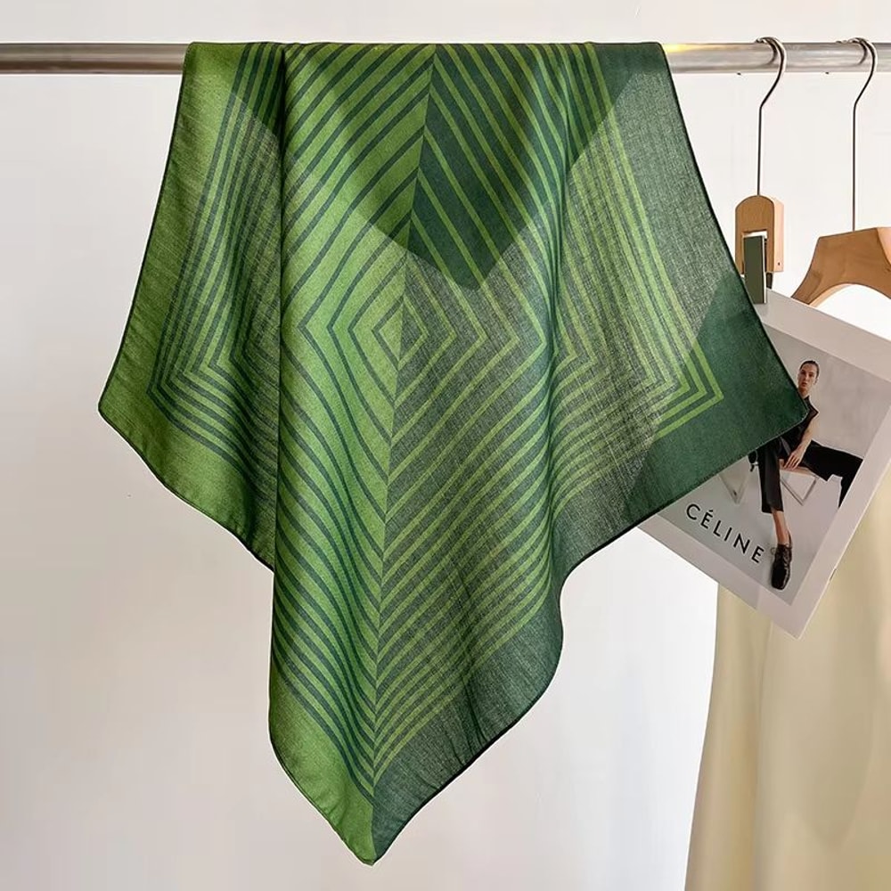 Pure Cotton Square Scarf For Women Soft Printed Neck Hair Foulard 13