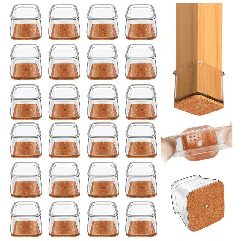 Square Furniture Leg Protectors NonSlip Silicone Pads For Hardwood Tile Floors 0