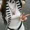 Harajuku Black Grey Striped Long Skinny Scarf For Women Cotton Silk Streetwear Neckerchief 1