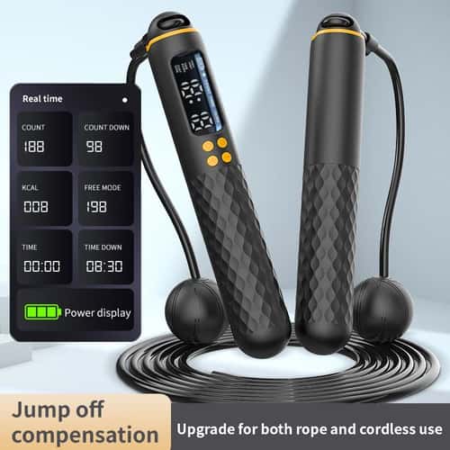 Rechargeable Digital Jump Rope with Calorie Counter – Adjustable Cordless Fitness Trainer