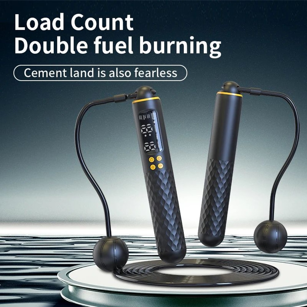 Rechargeable Digital Jump Rope With Calorie Counter Adjustable Cordless Fitness Trainer 1