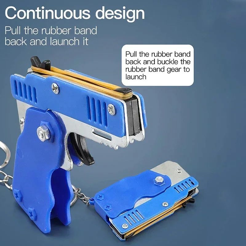 Mini Rubber Band Shooter Keychain Gun Set 60 Pcs Fidget Party Favor Pack For Kids 2