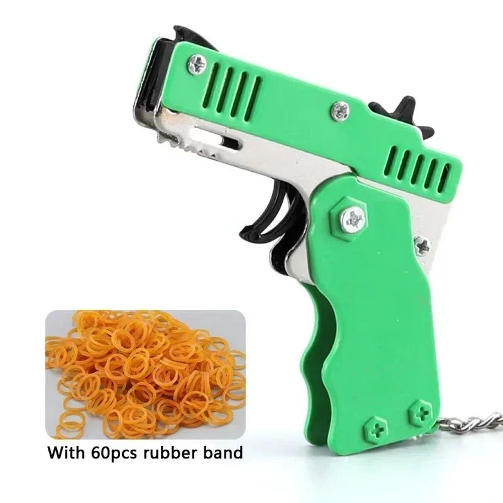 Mini Rubber Band Shooter Keychain Gun Set 60 Pcs Fidget Party Favor Pack For Kids 9