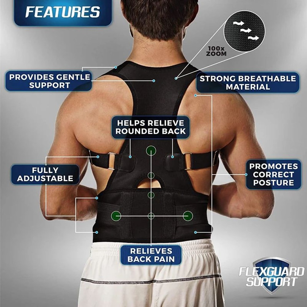 Magnetic Therapy Posture Corrector Belt Adjustable Shoulder Back Support Brace 3