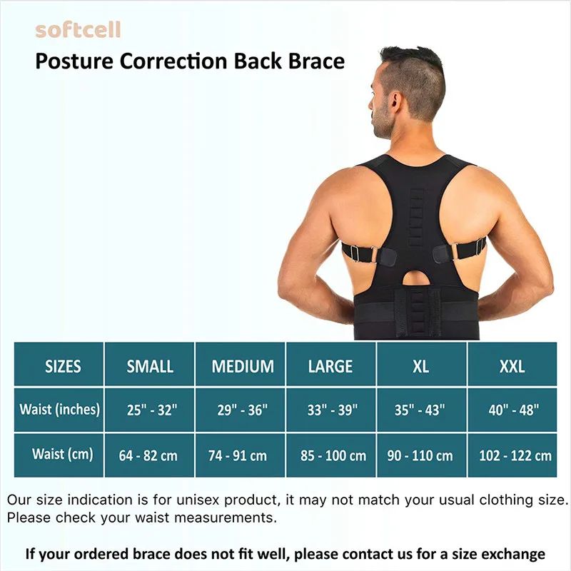 Magnetic Therapy Posture Corrector Belt Adjustable Shoulder Back Support Brace 4