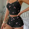 Heart Print Ribbed Backless Pajama Set For Women Sexy Bow Detail Crop Cami Shorts Summer Sleepwea 6