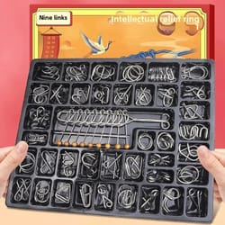 luban & kongming lock puzzle set – nine-link intelligent buckle educational brain teaser toys for kids