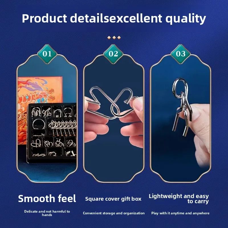 Luban Kongming Lock Puzzle Set NineLink Intelligent Buckle Educational Brain Teaser Toys For Kids 2