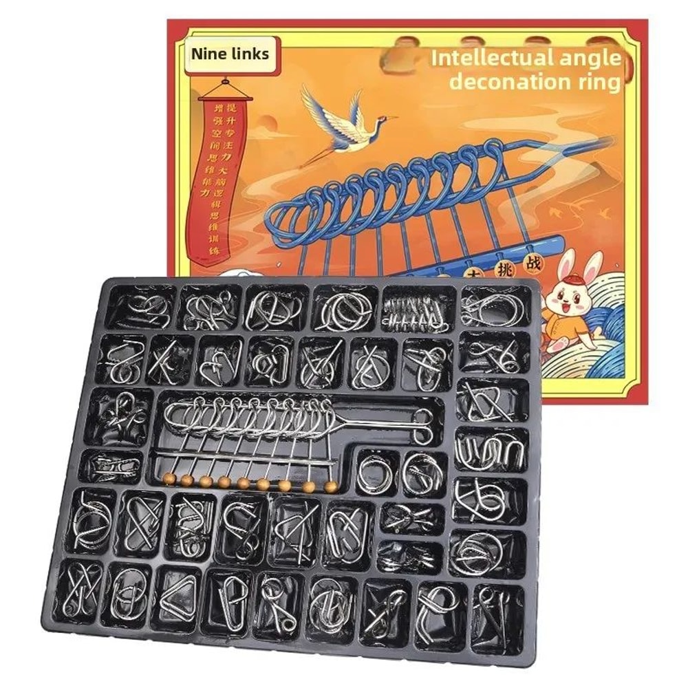 Luban Kongming Lock Puzzle Set NineLink Intelligent Buckle Educational Brain Teaser Toys For Kids 4