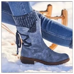 women's winter mid-calf snow boots – suede warm fashion thigh high cold weather shoes