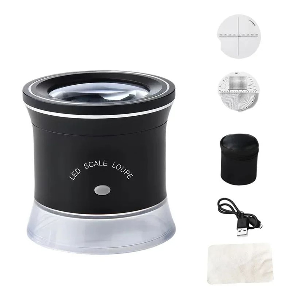 30X Portable LED UV Jewelry Magnifier With Angle And Cross Scoring Plate Rechargeable Pocket Loup 0