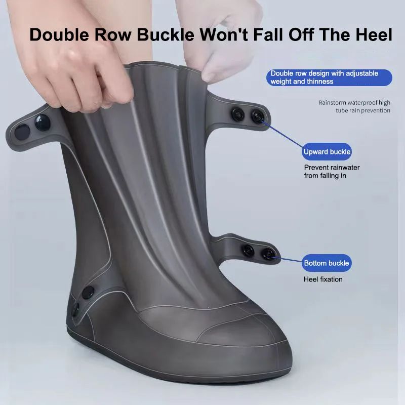 Reusable Waterproof PVC Shoe Covers High Top Rain Snow Boot Protectors For Outdoor Wear 0