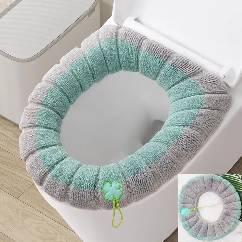Winter Warm Toilet Seat Cover Cushion Thick Soft Washable Bathroom Closestool Pad With Handle 8