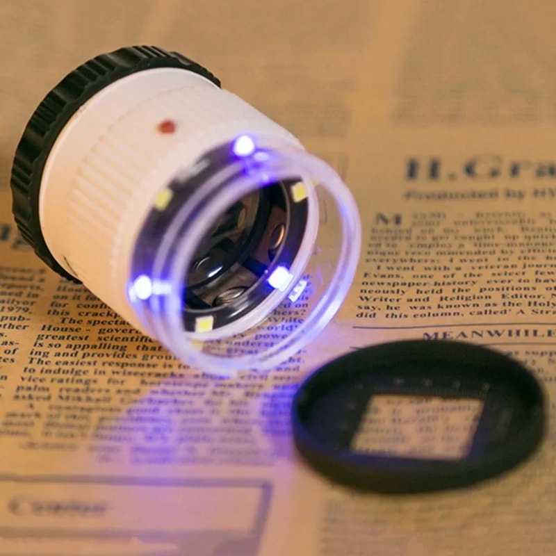 30X LED UV Handheld Jewelry Loupe Adjustable Optical Magnifying Glass For Watch Repair Currency D 2