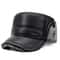 Mens Leather Flat Top Baseball Cap Warm FleeceLined Winter Ear Protection Hat 4