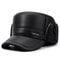 Mens Leather Flat Top Baseball Cap Warm FleeceLined Winter Ear Protection Hat 5
