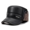 Mens Leather Flat Top Baseball Cap Warm FleeceLined Winter Ear Protection Hat 6