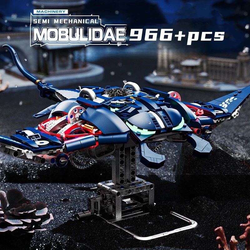 Manta Ray Robotic Fish Building Blocks DIY Mechanical Model Tabletop Decoration For Kids 1