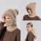 Womens Hooded Knit Balaclava Hat Winter Velvet Fluffy Ear Protection Neck Warmer 0