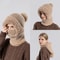 Womens Hooded Knit Balaclava Hat Winter Velvet Fluffy Ear Protection Neck Warmer 0