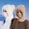 Womens Hooded Knit Balaclava Hat Winter Velvet Fluffy Ear Protection Neck Warmer 1