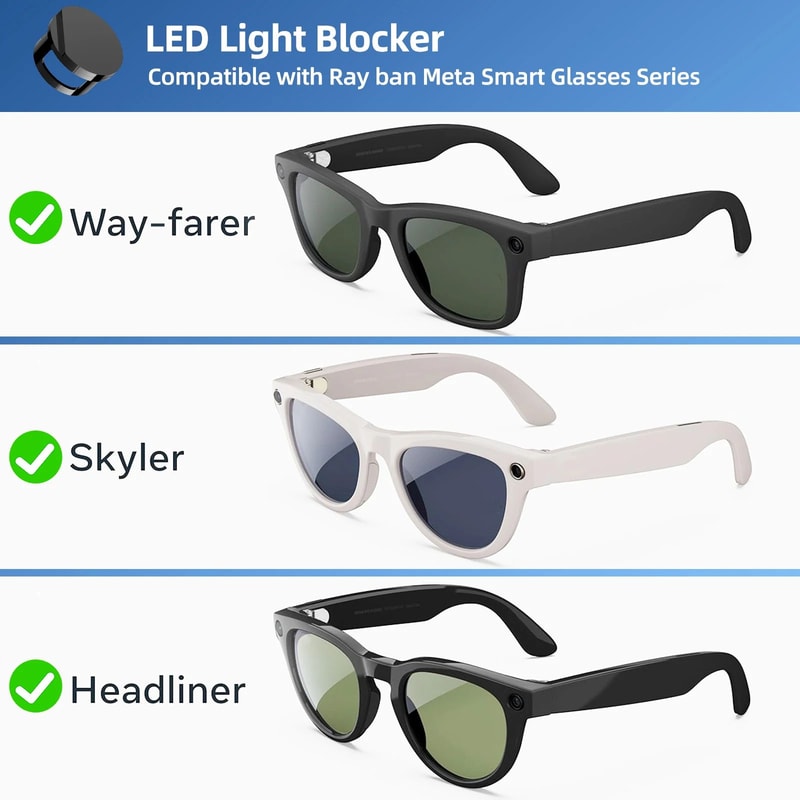 StealthShield LED Light Cover For RayBan Meta Oakley Meta HSTN Adjustable Camera Privacy Blocker