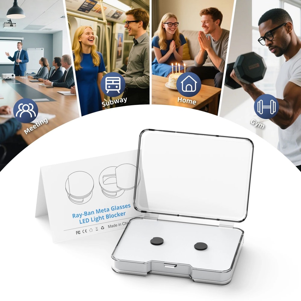 StealthShield LED Light Cover For RayBan Meta Oakley Meta HSTN Adjustable Camera Privacy Blocker