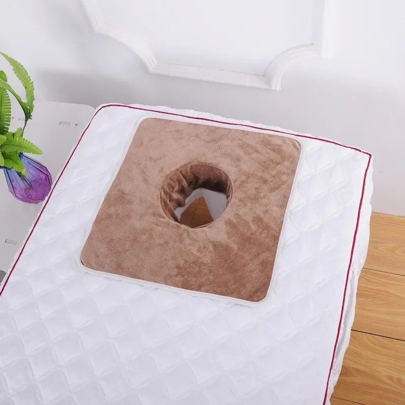 VelvaSpa Square Face Cradle Towel Thickened Velvet SPA Massage Table Cover With Breath Hole 7