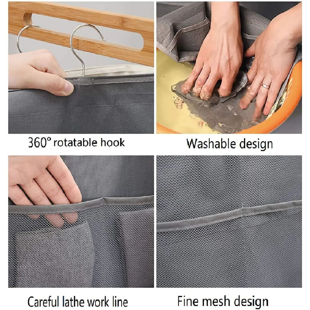 DualSpace DoubleSided Hanging Underwear Organizer Foldable Wardrobe Wall Storage Bag For Socks An 3