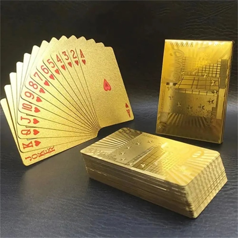 55pcs RoyalLux 24K Gold Foil Playing Cards Waterproof Plastic Poker Deck 0