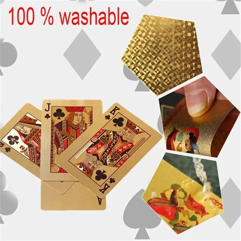 55pcs RoyalLux 24K Gold Foil Playing Cards Waterproof Plastic Poker Deck 2
