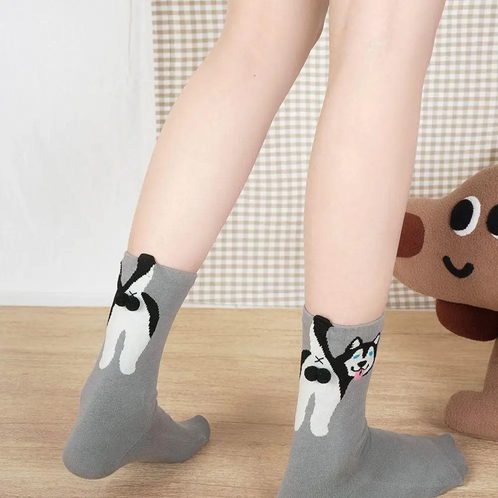 ALLTOOALL Cute 3D Cat Ball MidCalf Socks Korean Style Funny Womens Crew Socks 10