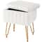 JHK Faux Fur Vanity Storage Stool With Hidden Compartment Plush Makeup Ottoman With Gold Metal Leg 5
